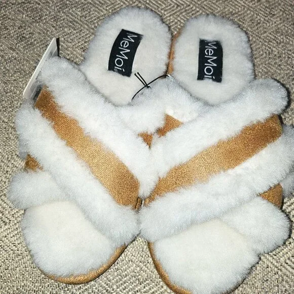 π₯HPπ₯ NWT MeMoi Women's Serina Slide-On Plush Slippers in Ivory Size S - Picture 2 of 11